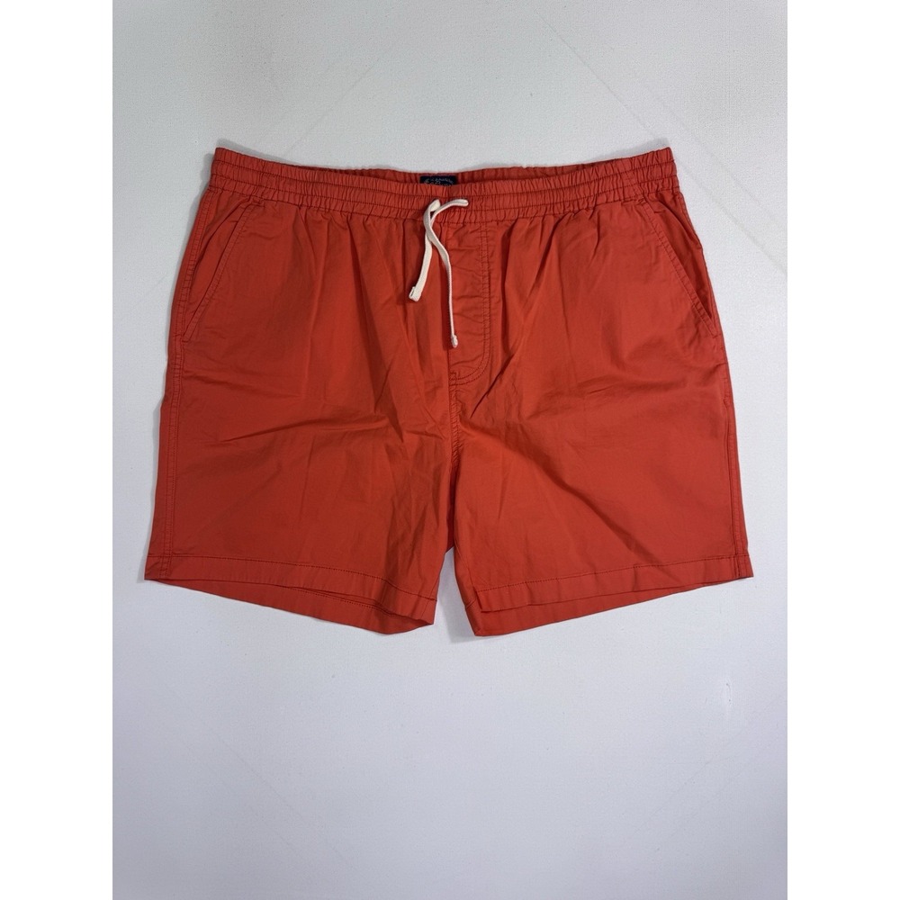 J Crew Mens XL Dock Shorts Orange 7" Inseam BE057 Drawstring Canvas Stretch Boat